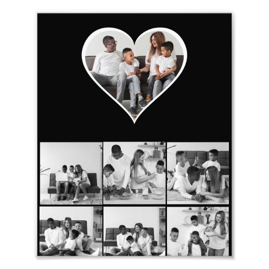 Zwart-wit 7 foto collage foto afdruk (Voorkant)