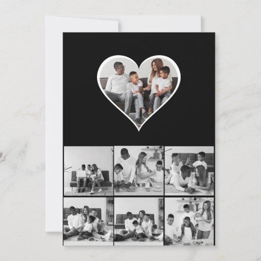 Zwart-wit 7 foto collage kaart (Voorkant)