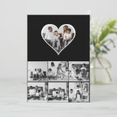 Zwart-wit 7 foto collage kaart (Staand voorkant)
