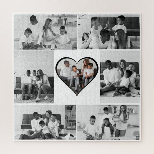 Zwart-wit 7 foto collage legpuzzel (Verticaal)