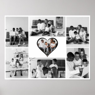 Zwart-wit 7 foto collage poster