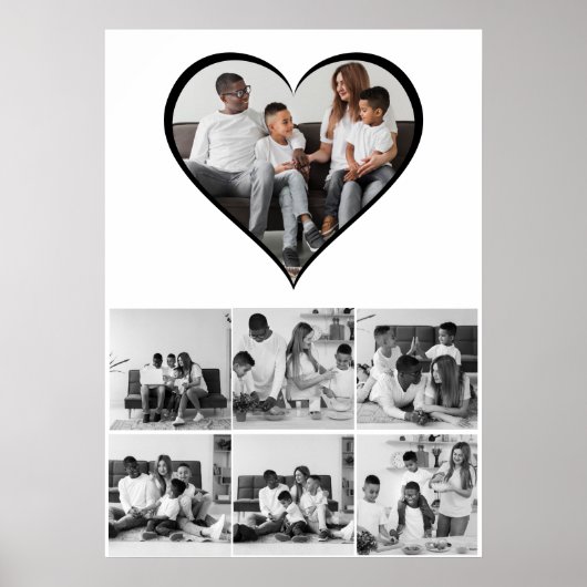 Zwart-wit 7 foto collage poster (Voorkant)