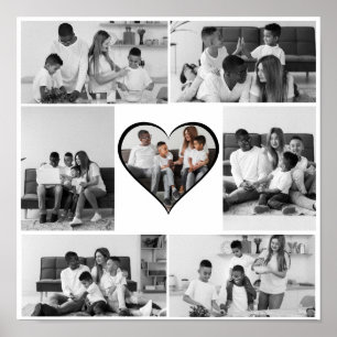 Zwart-wit 7 foto collage poster
