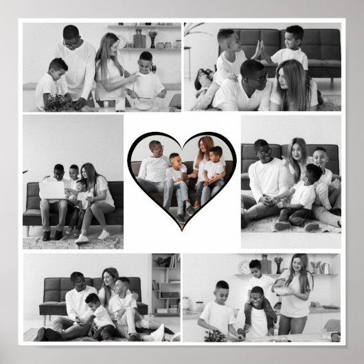 Zwart-wit 7 foto collage poster (Voorkant)