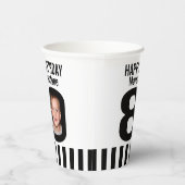 Zwart wit 80e verjaardag aangepaste foto papieren bekers (Rechts)