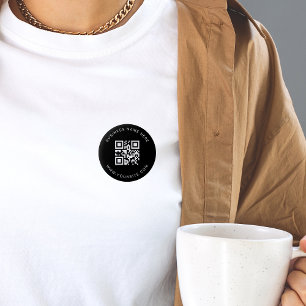 Zwart-wit aangepast bedrijf QR Code Scan Ronde Button 5,7 Cm