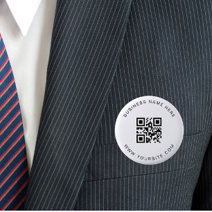 Zwart-wit aangepast bedrijf QR Code Scan Ronde Button 5,7 Cm