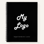 Zwart-wit aangepast logo zakelijke QR-code  Notitieboek (Voorkant)