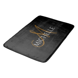 Zwart Wit Aangepast Monogram Script Naam Badmat