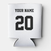 Zwart-wit Aangepast nummer en naam Blikjeskoeler (Voorkant)