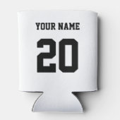 Zwart-wit Aangepast nummer en naam Blikjeskoeler (Achterkant)