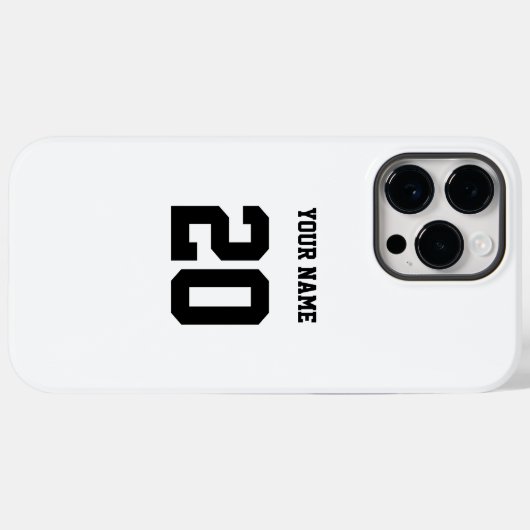 Zwart-wit Aangepast nummer en naam Case-Mate iPhone Case (Achterkant (horizontaal))