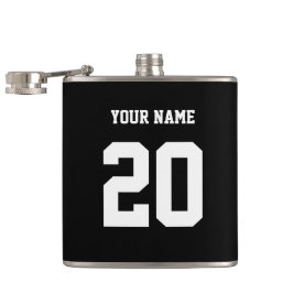 Zwart-wit Aangepast nummer en naam Heupfles