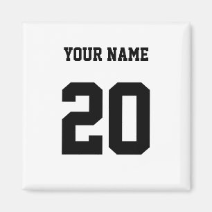 Zwart-wit Aangepast nummer en naam Magneet