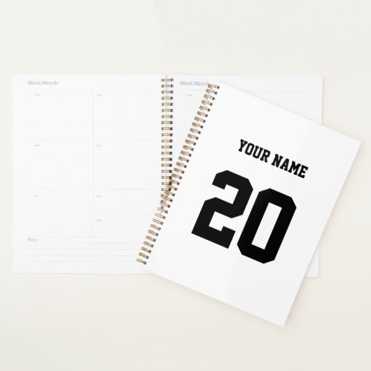 Zwart-wit Aangepast nummer en naam Planner (Display)