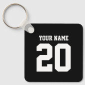 Zwart-wit Aangepast nummer en naam Sleutelhanger (Voorkant)