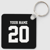 Zwart-wit Aangepast nummer en naam Sleutelhanger (Achterkant)