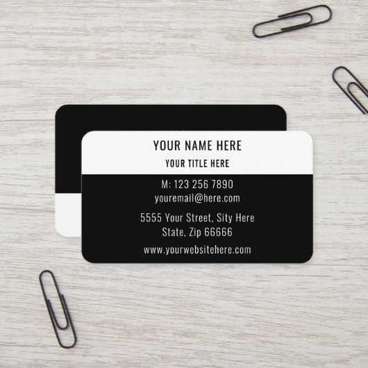 Zwart wit, aangepast ontwerp Visitekaartje (Voorkant / Achterkant in situ)