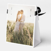 Zwart-wit aangepaste foto bruiloft gasten bedankdoosjes (Achterkant)