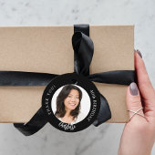 Zwart wit aangepaste foto dank u verjaardag bedankjes labels