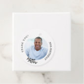 Zwart wit aangepaste foto man kerel verjaardag bedankjes labels (In situ)