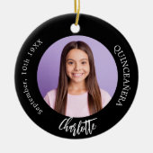 Zwart wit aangepaste foto Quinceanera Keramisch Ornament (Voorkant)