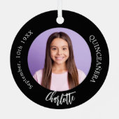 Zwart wit aangepaste foto Quinceanera Metalen Ornament (Achterkant)