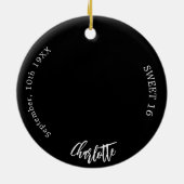 Zwart wit aangepaste foto Sweet 16 Keramisch Ornament (Achterkant)