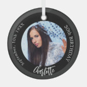 Zwart wit aangepaste foto verjaardag glas ornament (Voorkant)
