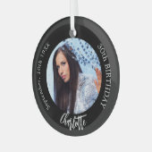 Zwart wit aangepaste foto verjaardag glas ornament (Voorkant links)