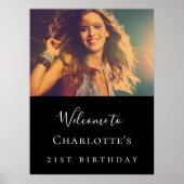 Zwart wit aangepaste foto verjaardag welkom poster (Voorkant)