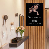 Zwart wit aangepaste foto verjaardagsfeestje welko poster