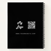 Zwart-wit aangepaste logo zakelijke QR-code  Notitieboek (Achterkant)