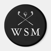 Zwart-Wit Aangepaste Monogram Golfclubs Magneet (Voorkant)