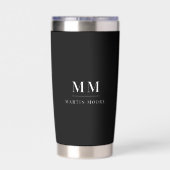 Zwart wit aangepaste monogram initialen naam geïsoleerde drinkbeker (Achterkant)