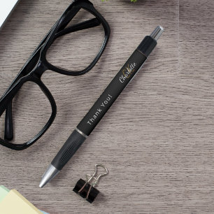Zwart wit aangepaste monogram naam Dank je wel Pen