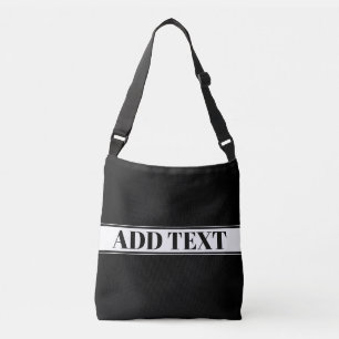Zwart & Wit Aangepaste Naam Streep Crossbody Tas