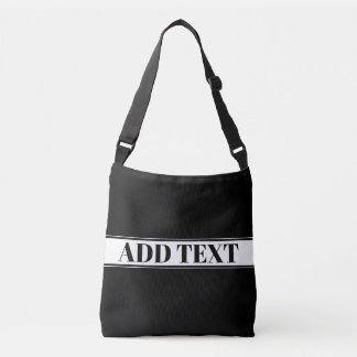 Zwart & Wit Aangepaste Naam Streep Crossbody Tas