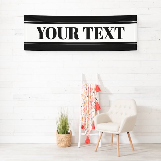 Zwart-wit aangepaste tekststreep spandoek (Insitu)