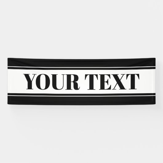 Zwart-wit aangepaste tekststreep spandoek (Horizontaal)