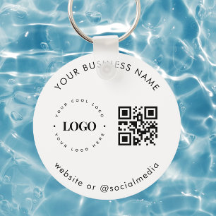 Zwart wit Aangepaste zakelijke Logo Qr-codescan to Sleutelhanger