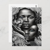 Zwart & Wit Abstract Afro-Amerikaanse Vrouwen Briefkaart (Voorkant / Achterkant)