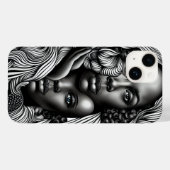 Zwart & Wit Abstract Afro-Amerikaanse Vrouwen Case-Mate iPhone Case (Achterkant (horizontaal))