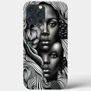 Zwart & Wit Abstract Afro-Amerikaanse Vrouwen iPhone 13 Pro Max Hoesje