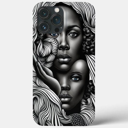 Zwart & Wit Abstract Afro-Amerikaanse Vrouwen Case-Mate iPhone Case (Achterkant)