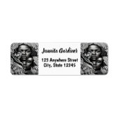 Zwart & Wit Abstract Afro-Amerikaanse Vrouwen Etiket (Voorkant)