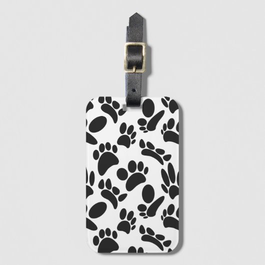 Zwart-wit Abstract Art Dog Paw Print Bagagelabel (Voorkant (verticaal))