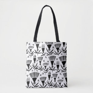 Zwart Wit Abstract Bloemen: Elegant Patroon Draagtas