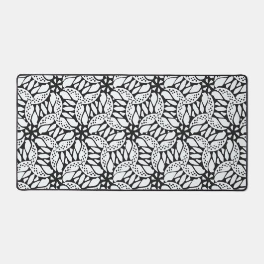 Zwart-wit Abstract Bloemen Naadloze Bohemian Bureaumat (Voorkant)