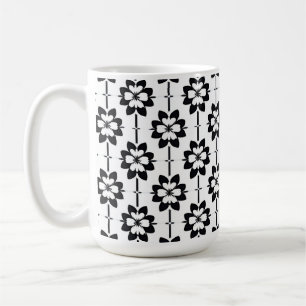 Zwart-wit abstract bloemmotief koffiemok